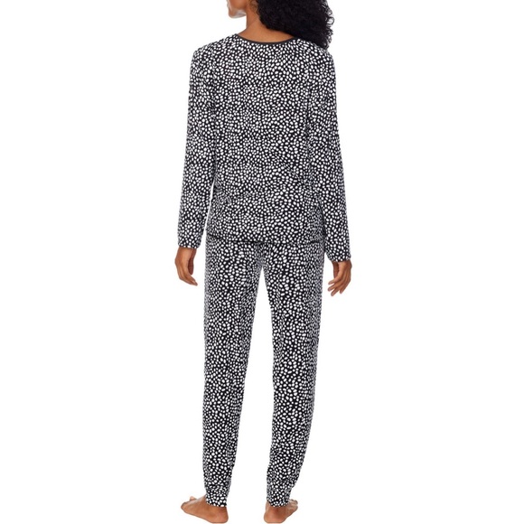 🆕NWT DKNY black white dot sleep jogger pajama set with eye mask, Size Large - Picture 4 of 8